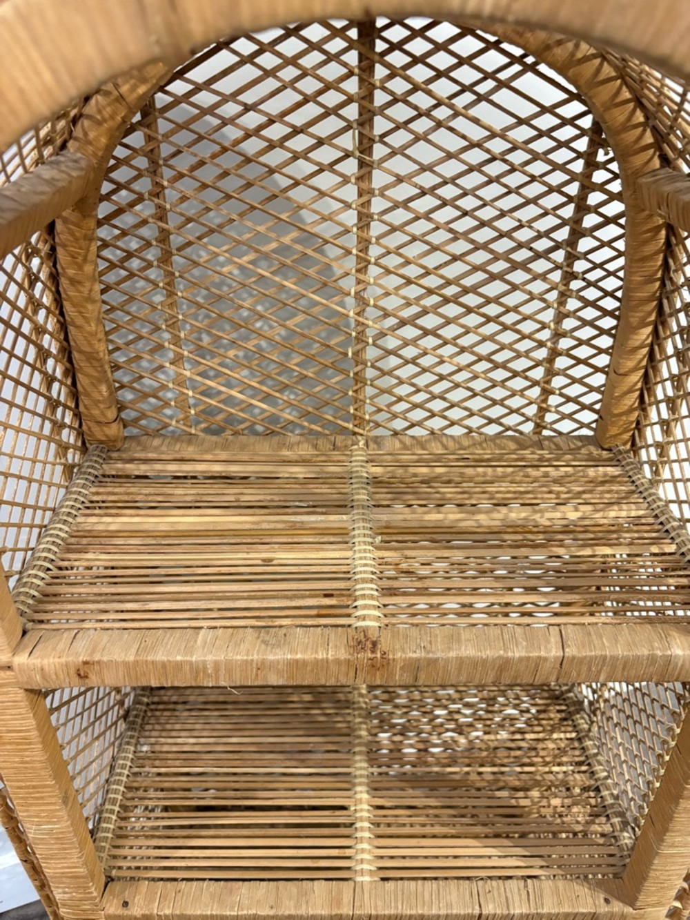 Vintage Rattan wicker shelf free standing floor shelf boho furniture - Picture 5 of 16